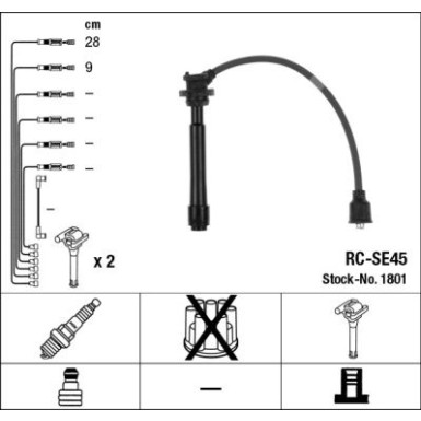 RC-SE45 NGK | Zündkabelsatz | Subaru Justy II, III, 1.3,1.5 01 | 1801
