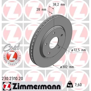 ZIMMERMANN Bremsscheibe | 230.2310.20