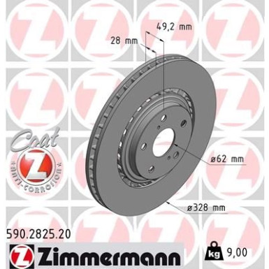 ZIMMERMANN Bremsscheibe | 590.2825.20