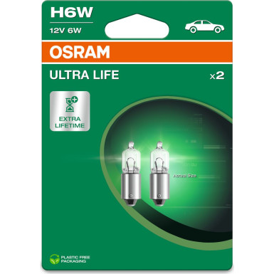 OSRAM H6W 12V 6W BAX9s ULTRA LIFE - 4 Jahre Garantie, 2 Stk