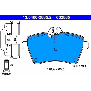 Bremsbelagsatz Db P. W169 1.5/2.0 Dci 04-12 | 13.0460-2885.2