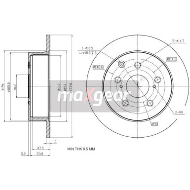 Maxgear Bremsscheibe Toyota T. Avensis 2,2D | 19-2353