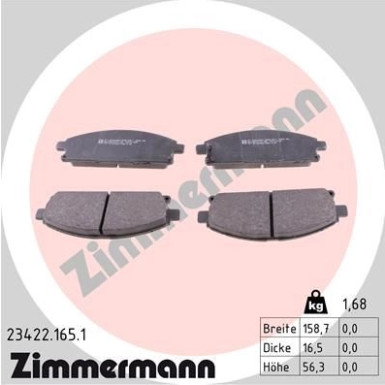 ZIMMERMANN Bremsbeläge | 23422.165.1