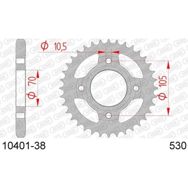 AFAM Kettenrad STAHL 38 Zähne | für 530 | 10401-38