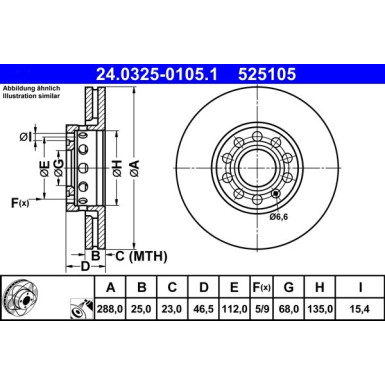 Bremsscheibe Audi S. 100/A4/A6 95- Power Disc | 24.0325-0105.1