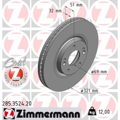 ZIMMERMANN Bremsscheibe | 285.3524.20