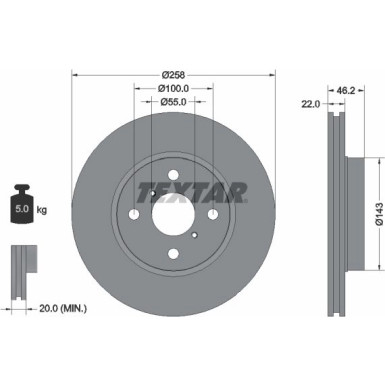 Bremsscheibe Toyota P. Yaris 1.0-1.5 05 | 92164203