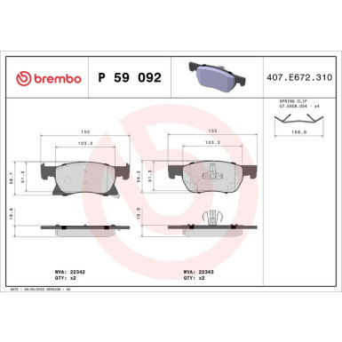 BREMBO Bremsklötze VA | OPEL Astra K 15 | P 59 092