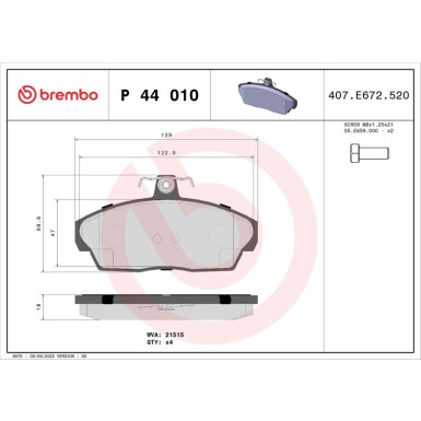 BREMBO Bremsklötze VA | LAND ROVER | P 44 010