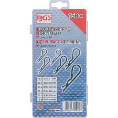 BGS Federsplinte-Sortiment | Ø 2,4 - 4,0 mm | 150-tlg | 8043