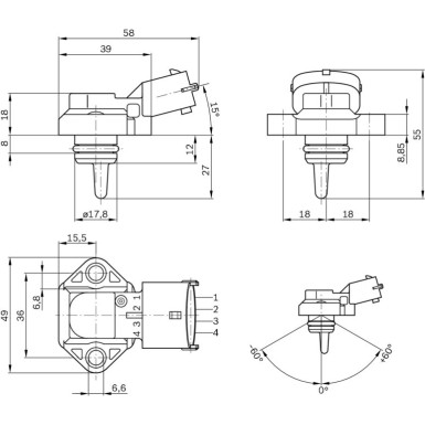 Druck-/Temperatursensor | DAF,NEW HOLLAND,FORD,RENAULT TR | 0 281 002 316