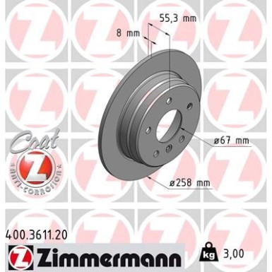 ZIMMERMANN Bremsscheibe | 400.3611.20