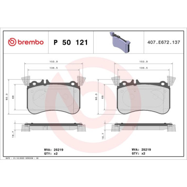 BREMBO Bremsklötze VA | MERCEDES A,CLA,GLA-Klasse 13 | P 50 121