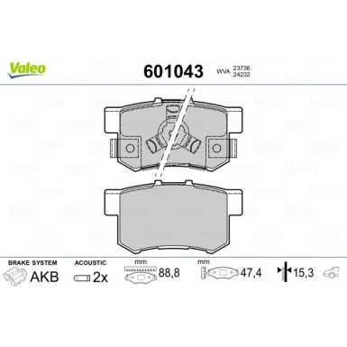 VALEO Bremsbeläge | 601043