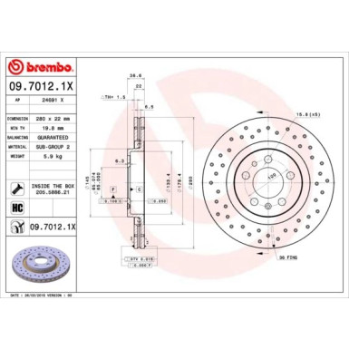 Bremsscheibe VA Xtra | AUDI A3,VW Golf,SEAT,SKODA 96 | 09.7012.1X