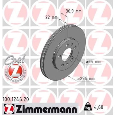 ZIMMERMANN Bremsscheibe | 100.1246.20