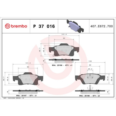 BREMBO Bremsklötze HA | JEEP Grand Cherokee 10 | P 37 016