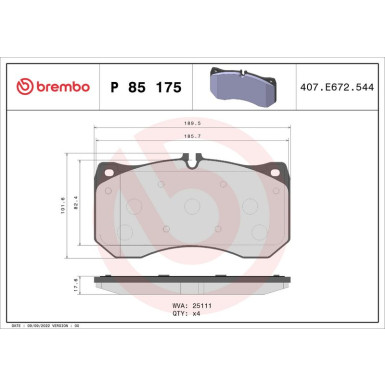 BREMBO Bremsklötze VA | AUDI A6, A7, A8 10-18 | P 85 175