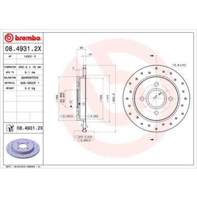 Bremsscheibe HA Xtra | FORD Focus,Sierra,Scorpio 82 | 08.4931.2X