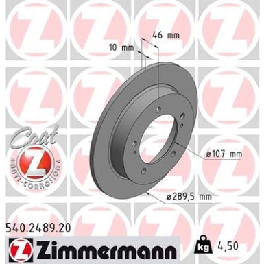 ZIMMERMANN Bremsscheibe | 540.2489.20