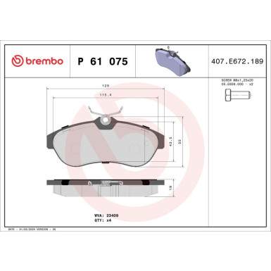 BREMBO Bremsklötze VA | CITROEN C2, C3 02 | P 61 075