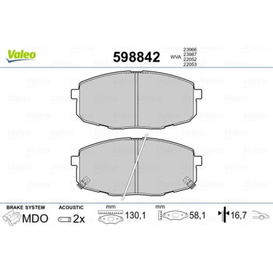 VALEO Bremsbeläge | 598842