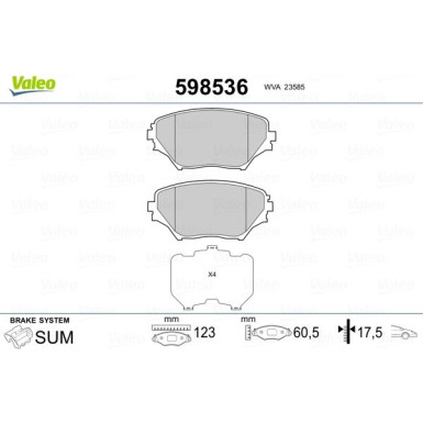 VALEO Bremsbeläge | 598536