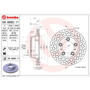 13 482 032 Bremsscheibe HA | PORSCHE 911 95 | 09.6665.11