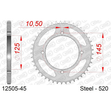 AFAM Kettenrad STAHL 45 Zähne | für 520 | 12505-45