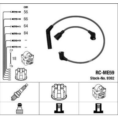 RC-ME59 NGK | Zündkabelsatz | MITSUBISHI Lancer IV 88-92 | 9302