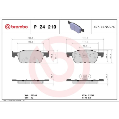 BREMBO Bremsklötze VA | FORD Fiesta 17 | P 24 210