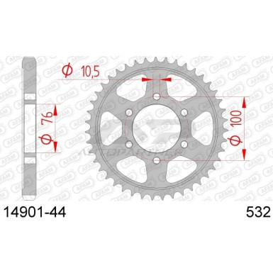 AFAM Kettenrad STAHL 44 Zähne | für 532 | 14901-44