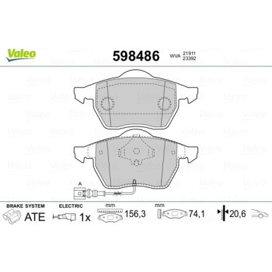 VALEO Bremsbeläge | 598486