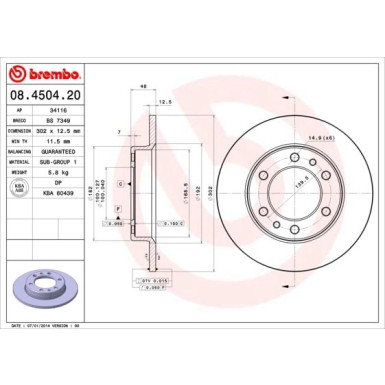 82 481 039 Bremsscheibe VA | TOYOTA Land Cruiser,Hilux 84 | 08.4504.20