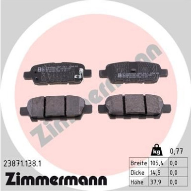 ZIMMERMANN Bremsbeläge | 23871.138.1