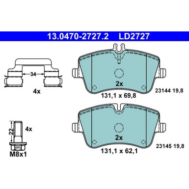 Bremsbelagsatz Db P. W203/S203/Cl203/C209/A209 1,8-3,2 00-09 Keramik | 13.0470-2727.2