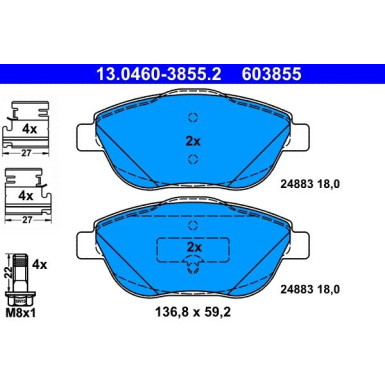 Bremsbelagsatz Peugeot P. 2008 1,2-1,6 13 | 13.0460-3855.2