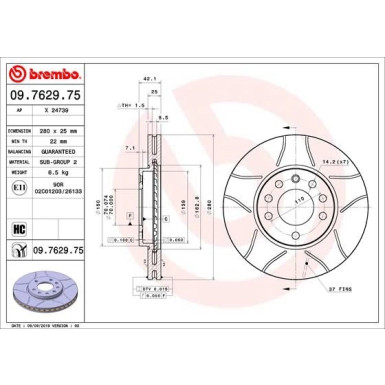 10 481 027M Bremsscheibe VA Brembo Max | OPEL Corsa,Astra,Meriva,Zafira 98 | 09.7629.75