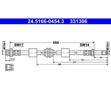 ATE Bremsschlauch | 24.5166-0454.3