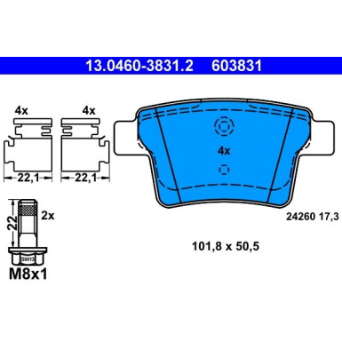 Bremsbelagsatz Ford T. Mondeo 1,8-3,0 00-07 | 13.0460-3831.2