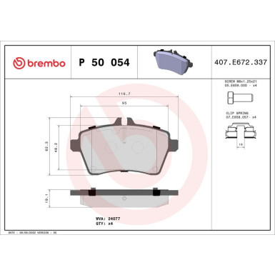 BREMBO Bremsklötze VA | MERCEDES A-Klasse 04-12 | P 50 054