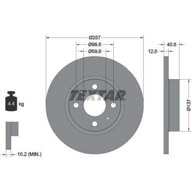 Bremsscheibe Fiat P. Panda 12-/500 10- 0,9B | 92236703