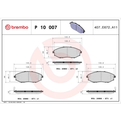 BREMBO Bremsklötze VA | CHEVROLET/DAEW Epica 06 | P 10 007