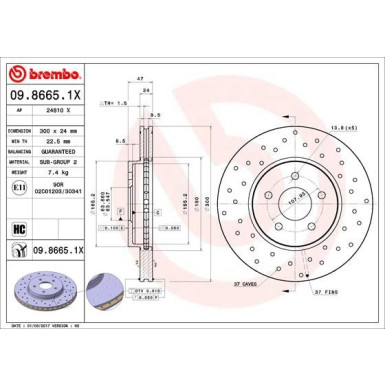 Bremsscheibe VA Xtra | FORD Mondeo JAGUAR X-Type 00-09 | 09.8665.1X