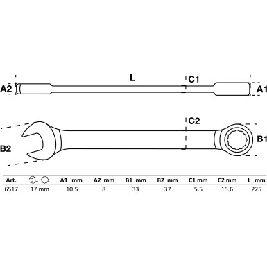BGS Ratschenring-Maulschlüssel | SW 17 mm | 6517