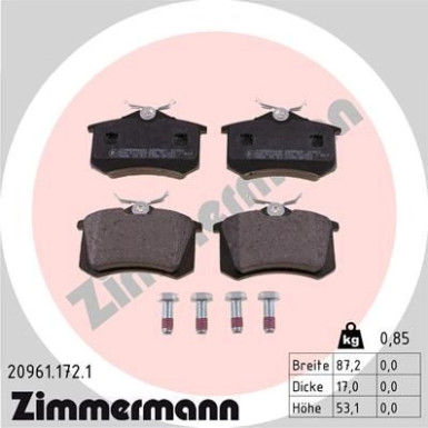 ZIMMERMANN Bremsbeläge | 20961.172.1