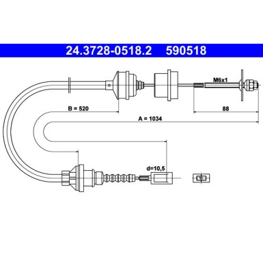 ATE Kupplungsseil | 24.3728-0518.2