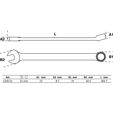 BGS Maul-Ringschlüssel | extra lang | SW 21 mm | 1229-21