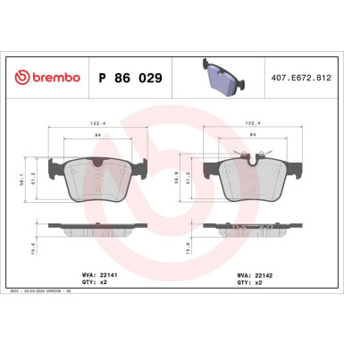 BREMBO Bremsklötze HA | LAND ROVER Discovery,VOLVO V90 15 | P 86 029