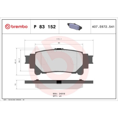 BREMBO Bremsklötze HA | LEXUS RX 08 | P 83 152